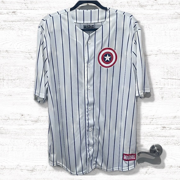 Marvel Other - Marvel Captain America Baseball Pinstripe Jersey Size XL
